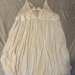 White Sleeveless Pleated Swimsuit Coverup